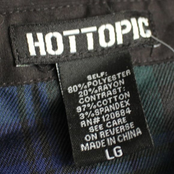 Hot Topic Green & Blue Plaid Sleeveless Girls Button-Up Top - Picture 4 of 4